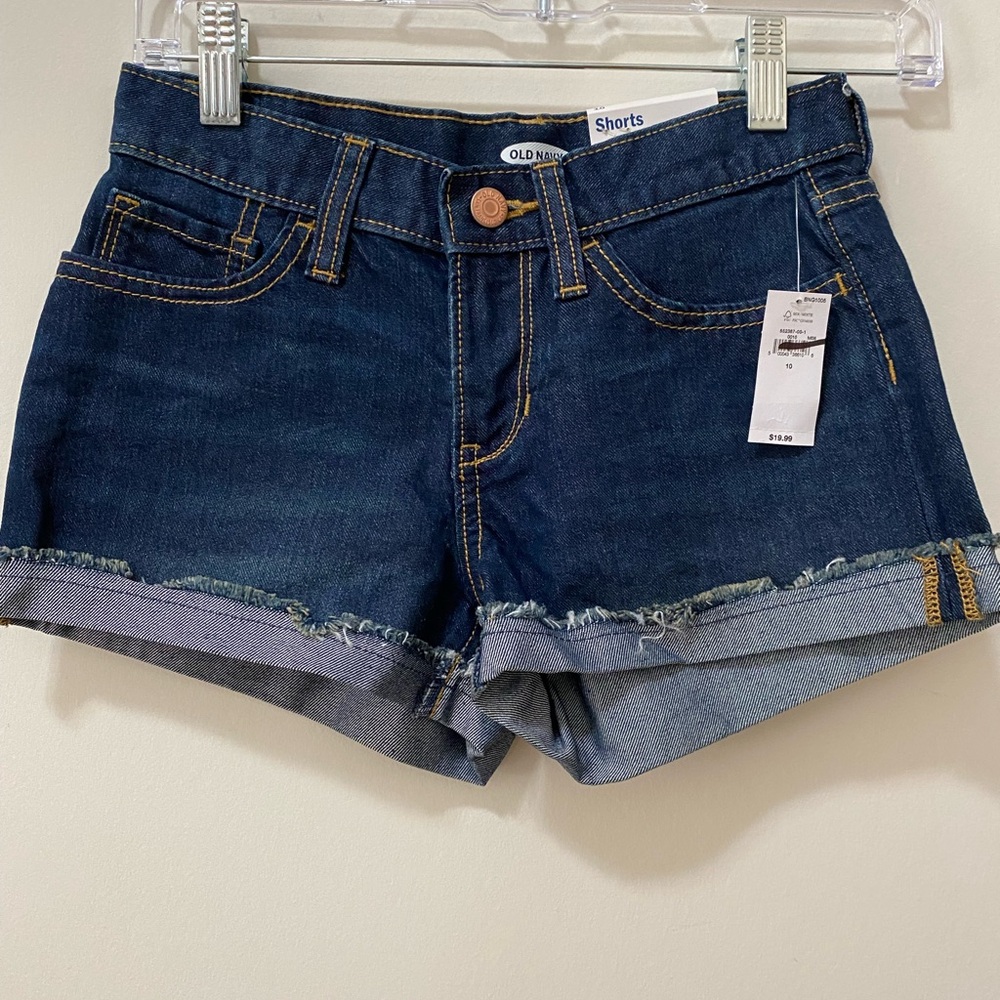 Old Navy Girls Size 10 Medium Wash Cuffed Hem Denim Blue Jeans Casual Wear